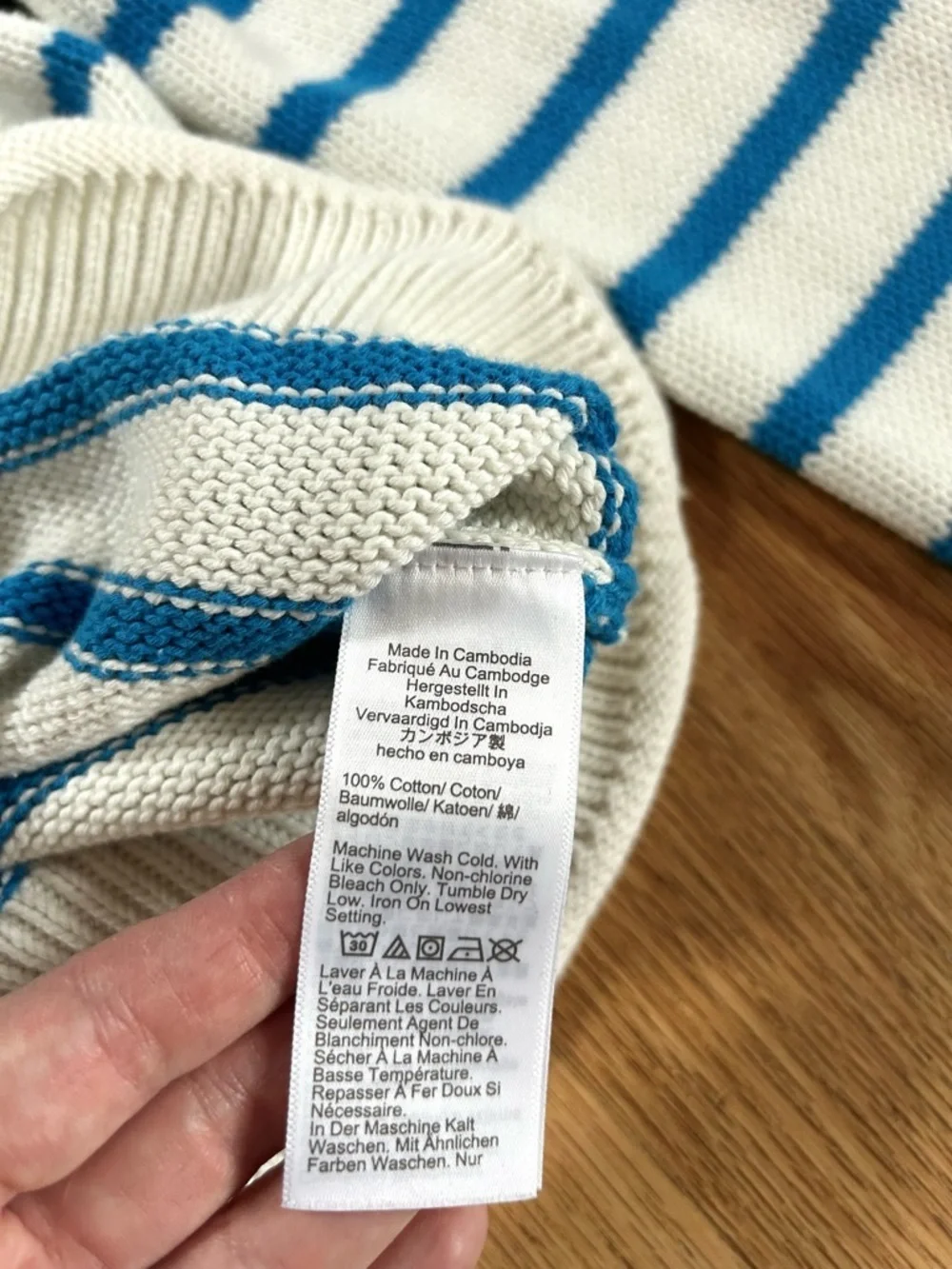 J.CREW heritage rollneck sweater stripe cream blue coastal viral prep size XS